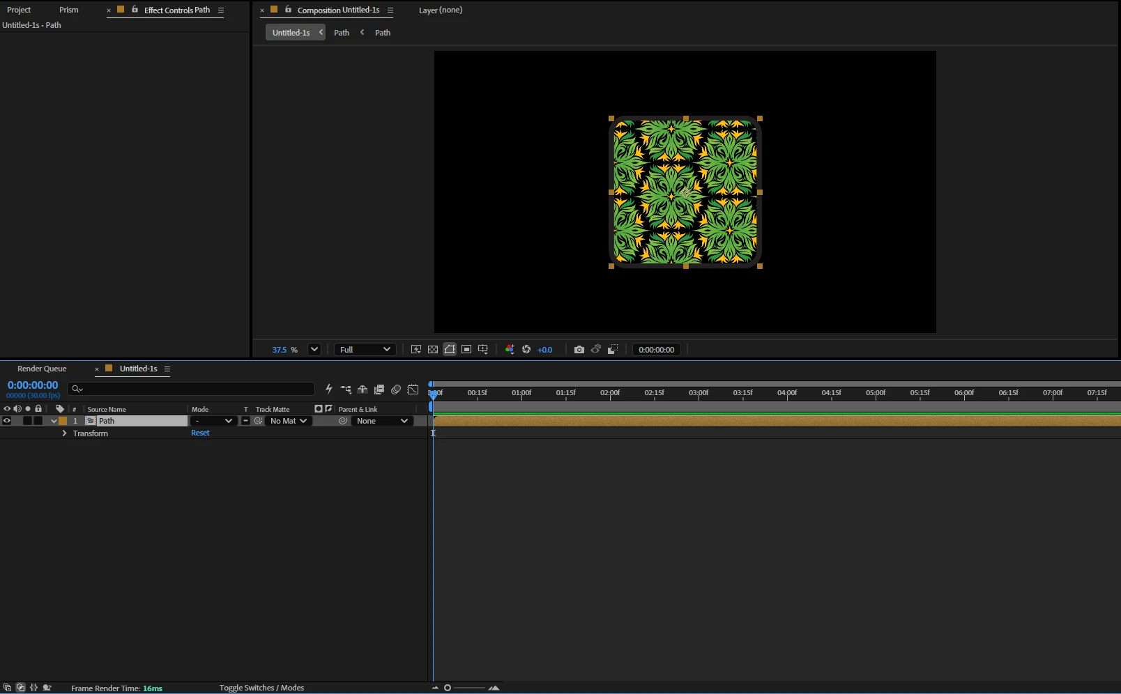 What arrived in After Effects. A pattern fill, with the shape still editable