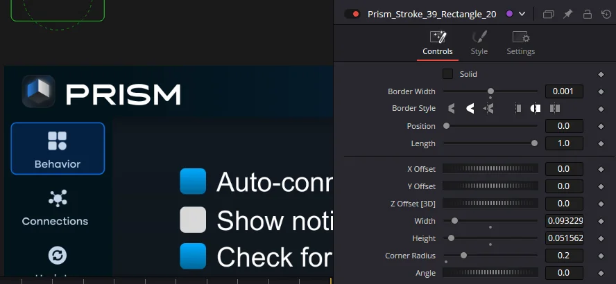 Strokes and outlines transferred from Figma into DaVinci Resolve with Prism