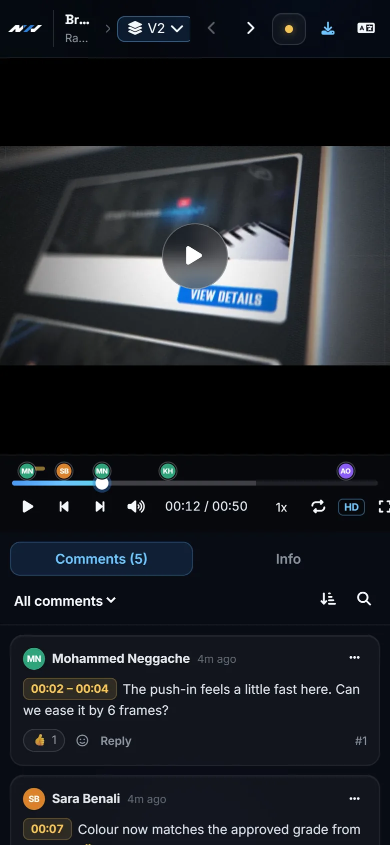 A client reviewing on a phone